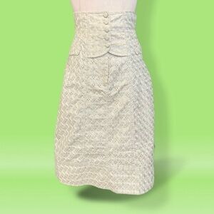 NANETTE LEPORE women’s size 2 Mambo beige eyelet corset style midi skirt